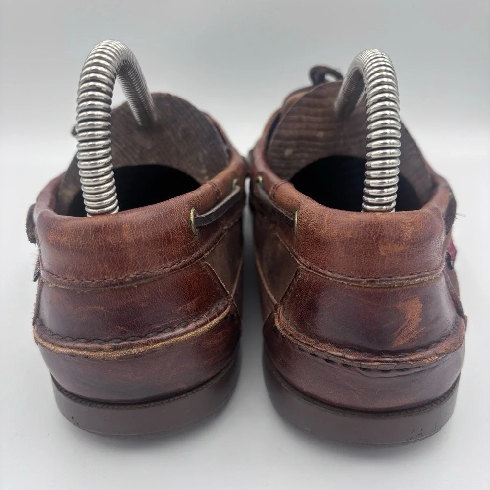 Sebago Docksides Mens Brown Leather Boat Shoes 8.5 Dark Soles